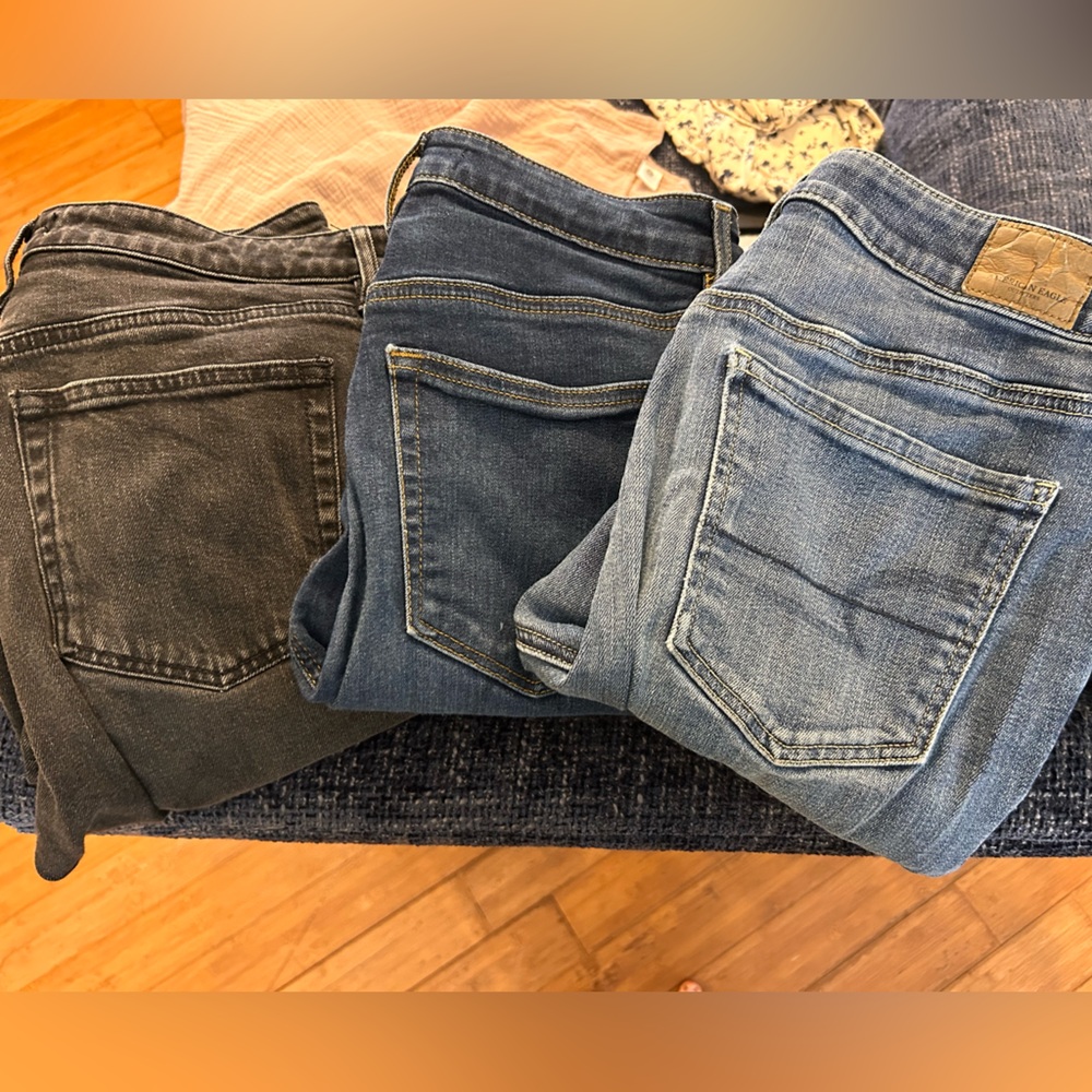 LOFT & AE Women's Trio of Jeans in Black, Dark Blue, and Light Blue